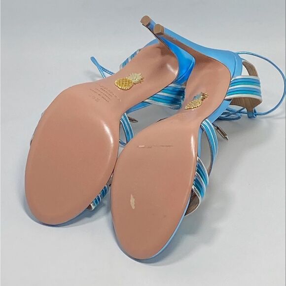 Aquazzura Ari Metallic Leather Ankle-Tie Sandals size 36.5 - Picture 10 of 11